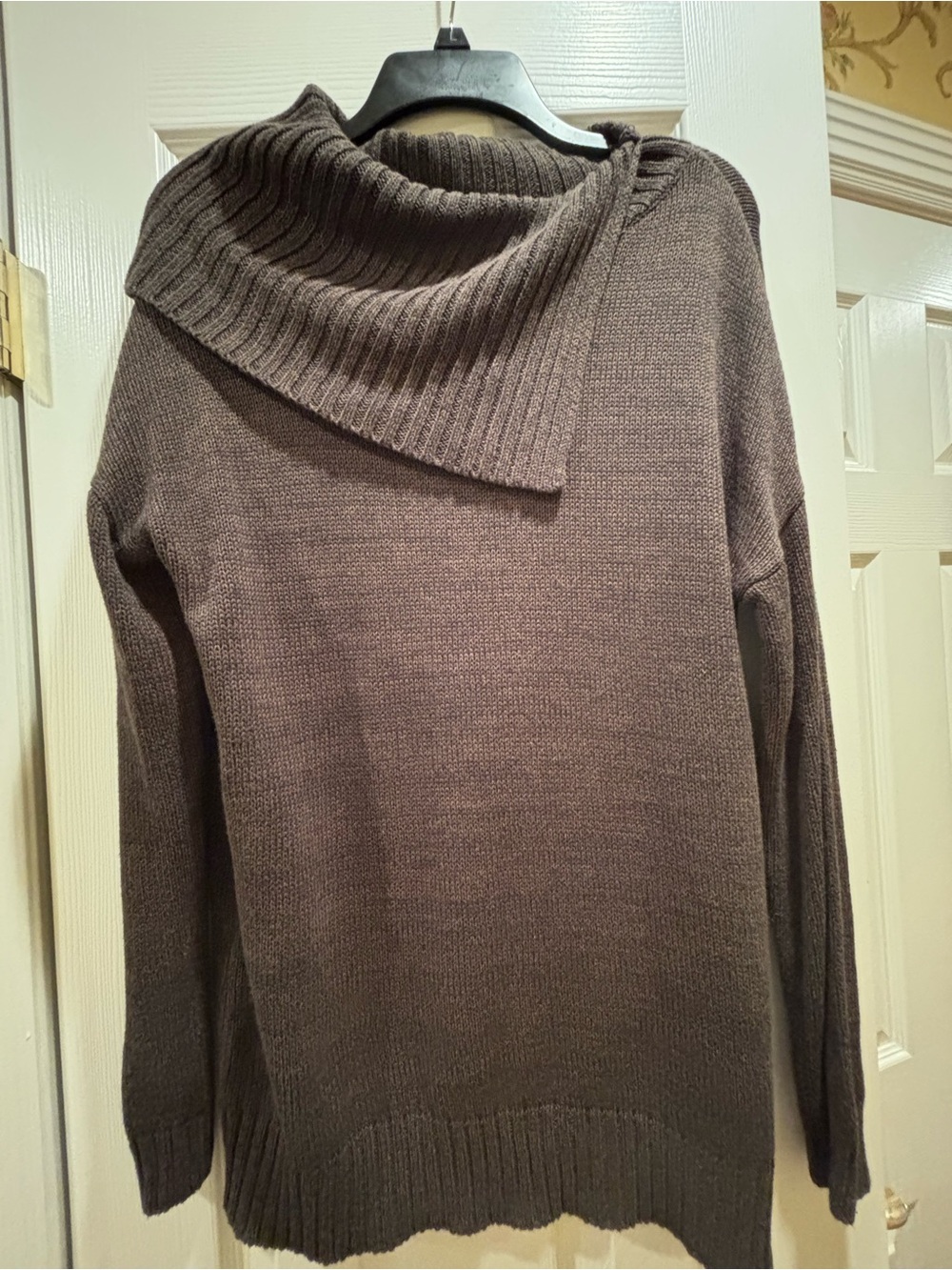 Matty M Asymmetrical Cowl Neck Sweater - Brown